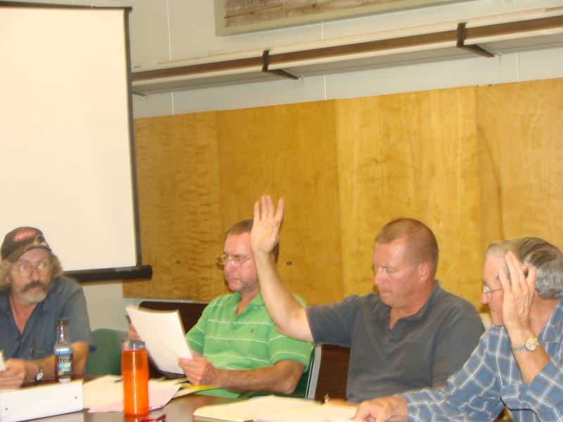 Wiscasset Budget Committee members, from left, Chairman Bob Blagden, Neil Page, Cliff Hendricks and Richard Hanson make recommendations September 19 for the November 5 ballot. SUSAN JOHNS/Wiscasset Newspaper