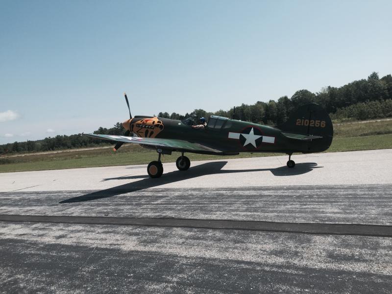 A Texas Flying Legends warbird taxis at Wiscasset Municipal Airport after landing Tuesday afternoon. SUSAN JOHNS/Wiscasset Newspaper