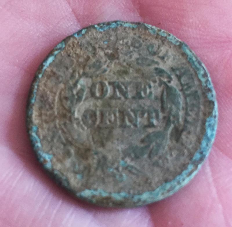 An 1846 penny was found in the entryway, under the carpet and plywood. SUZI THAYER/Boothbay Register