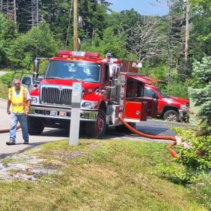 Former Boothbay Fire Chief Dick Spofford at the scene of Wednesday's call to Bigelow Laboratory. Courtesy of Mark Sullivan Former Boothbay Fire Chief Dick Spofford at the scene of Wednesday's call to Bigelow Laboratory. Courtesy of Mark Sullivan