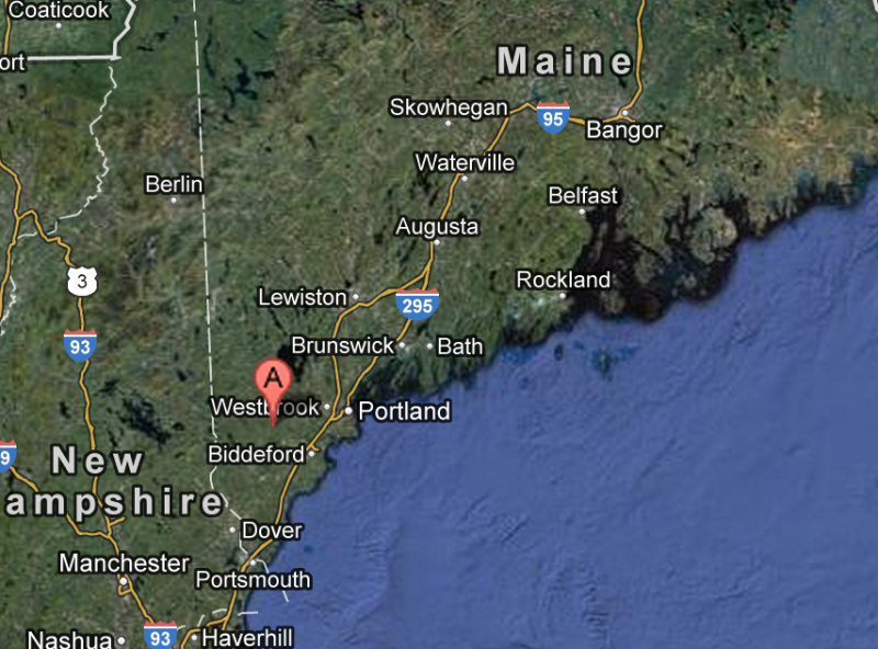 "A" marks the epicenter of the earthquake, about 3 miles west of Hollis Center, Me., and 20 miles west of Portland. Below are initial reactions to the quake from Facebook users on the Wiscasset Newspaper and Boothbay Register pages. "A" marks the epicenter of the earthquake, about 4 miles west of Hollis Center, ME. Below are initial reactions to the quake from Facebook users on the Wiscasset Newspaper and Boothbay Register pages.