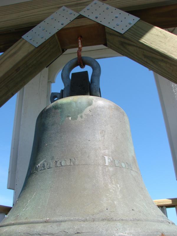 This bronze bell that Wiscasset's Abiel Wood cast two centuries ago hangs once again over the Maine Art Gallery in Wiscasset. SUSAN JOHNS/Wiscasset Newspaper This bronze bell that Wiscasset's Abiel Wood cast two centuries ago hangs once again over the Maine Art Gallery in Wiscasset. SUSAN JOHNS/Wiscasset Newspaper
