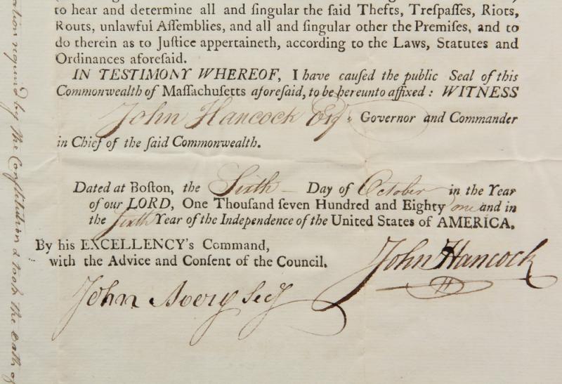 These documents appointing Edgecomb's Moses Davis a justice of the peace in Lincoln County in 1775 and 1781 will be up for auction June 1 and 2 in Thomaston. Courtesy of Thomaston Place Auction Galleries. These documents appointing Edgecomb's Moses Davis a justice of the peace in Lincoln County in 1775 and 1781 will be up for auction June 1 and 2 in Thomaston. Courtesy of Thomaston Place Auction Galleries.