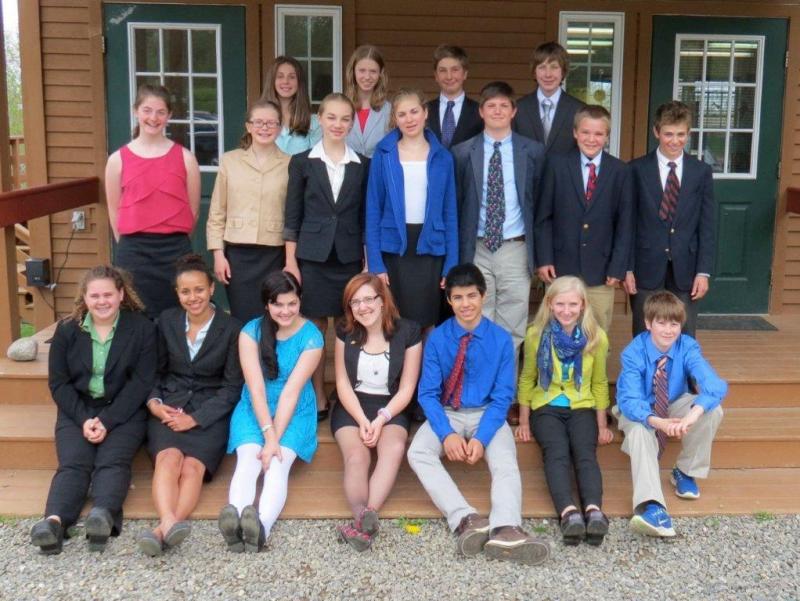 These students at the Center for Teaching and Learning in Edgecomb attended the Model United Nations Conference at the University of Southern Maine. Pictured from left are, back row: Kate Friant of Boothbay Harbor, Payton Sullivan of Brunswick, Nicholas Miaoulis of Newcastle, and Parker Elkins of Edgecomb; middle row: Sophia Stafford of Alna, Charlotte Collins of Woolwich, Claire Dauge-Roth of Bath, Teagan Guenther of Bath, Wallace Jackson of Woolwich, Teddy Matel of Round Pond, and Noah Jordan of Alna; front row: Elizabeth DiGiulian of Boothbay Harbor, Amelia Genus of Edgecomb, Noelle Timberlake of Southport, Helena Solorzano of Alna, Xander Bartone of Bath, Emily Sanborn of Alna, and Nathaniel Sinibaldi of Phippsburg. Courtesy of CTL These students at the Center for Teaching and Learning in Edgecomb attended the Model United Nations Conference at the University of Southern Maine. Pictured from left are, back row: Kate Friant of Boothbay Harbor, Payton Sullivan of Brunswick, Nicholas Miaoulis of Newcastle, and Parker Elkins of Edgecomb; middle row: Sophia Stafford of Alna, Charlotte Collins of Woolwich, Claire Dauge-Roth of Bath, Teagan Guenther of Bath, Wallace Jackson of Woolwich, Teddy Matel of Round Pond, and Noah Jordan of Alna; fr
