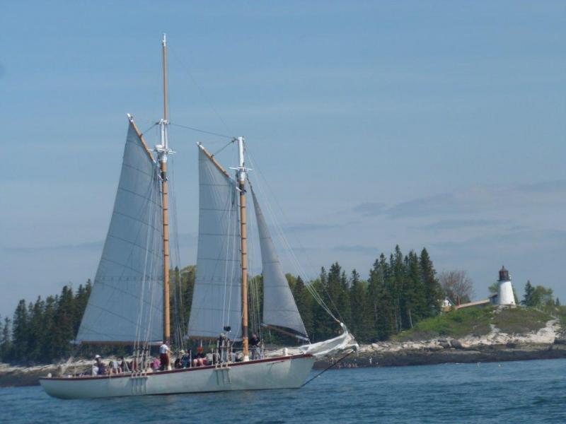The schooner "Eastwind," loaded with MSSM students, sailed past the Burnt Island Lighthouse into open water. KATRINA CLARK/Boothbay Register The schooner "Eastwind," loaded with MSSM students, sailed past the Burnt Island Lighthouse into open water. KATRINA CLARK/Boothbay Register