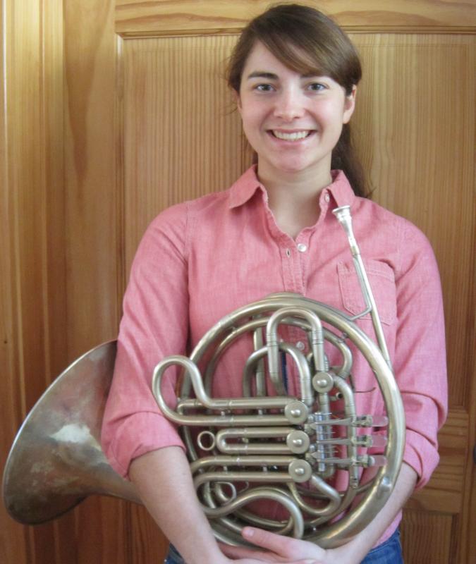 Tiega Martin of Lincoln Academy plays the French horn. She is one of the three 2014 Sheepscot Valley Chorus Student Music Award winners. Tiega Martin, Damariscotta ME