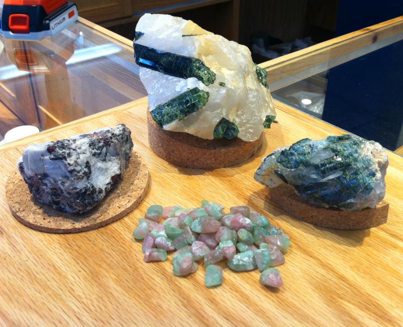 MAINE TOURMALINES, here uncut and unpolished, are becoming a rarity. SUZI THAYER/Boothbay Register