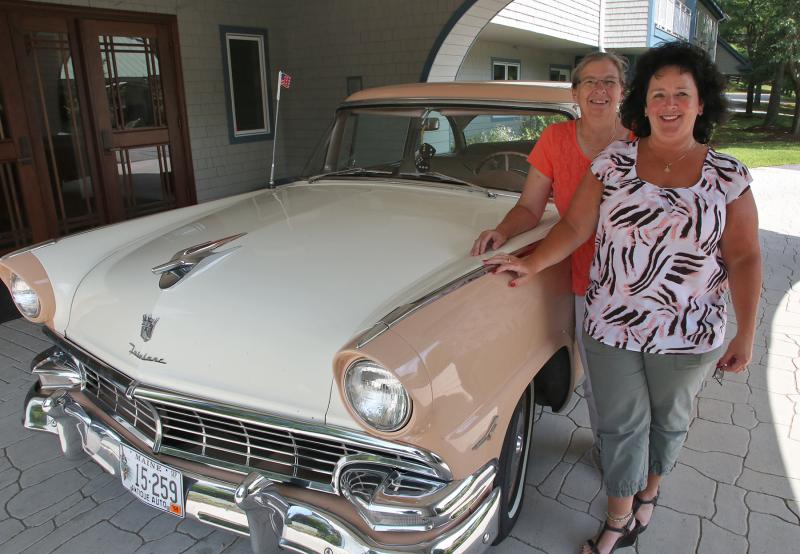 Schooner Cove Executive Director Karen Westhaver (in front), and Chase Point Assisted Living Executive Director Wanda Wilcox, RN, invite anyone with a classic car or an interest in classic cars to the first annual Schooner Cove Car Show on August 5 at 4:30 p.m. Rain date is August 6 at the same time. Courtesy of LincolnHealth