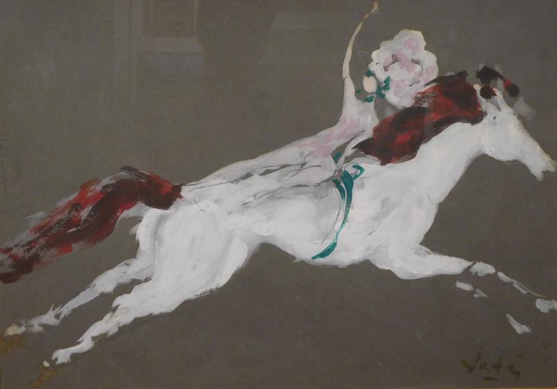 Marcel Vertes (American/Hungarian, 1895-1961), “Circus Performer (Rider on Horse),” gouache, 16 by 22 3/4 inches, is in the new show at the Wiscasset Bay Gallery.
Marcel Vertes