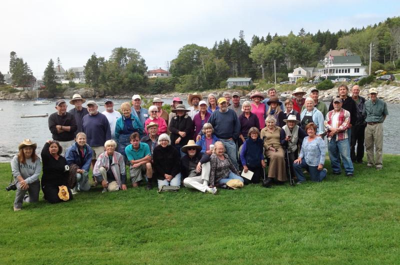 The 53 artists participating in the Great Paint Out on Sept. 10 above, members of PAPME, PAPSE and the OPA.
Front row: Jane Chapin, Pam Padgett, Candy McKellar, Luise van Keuren, Ken Harvey, Bob Grant, Midge Coleman, Greg Laderer, Judy Pumfrey, Barbara Barclay, Helen St. Clair, Kathleen Billis, Corinne McIntyre, Diane Dubreuil
Second Row: Julian Sacks, Tom Whittle, Penny Markley, Pat Zolper, Dawn Whitelaw Felicity Sidwell, Larry Pumfrey, Bobbi Heath, Anne Blair Brown, Paula Frizbe, Gwen Nagle, George Hayes
Third Row: Mitch Billis, Gene Klink, Ken Carlson, Geoff Bladon, Suzanne Marinell, Dan Graziano, Anne Self, Rick Reinert, Kevin Menck, Sarah Greenier, Tom Greenier, Ian Orman, Bill Farnsworth, Rich Nelson, Stephan Giannini, Scott Boyle
Not Shown: Kathy Baribeau, Brad Betts, John Caggiano, Margaret Canepa, Andre Lucero, Larry Moore, Gail Morrison, Colin Page, Diane Randlett, Brett Weaver, Peter Yesis. Courtesy of Betsy Betts PAPME PAPSE OPA Paint Out