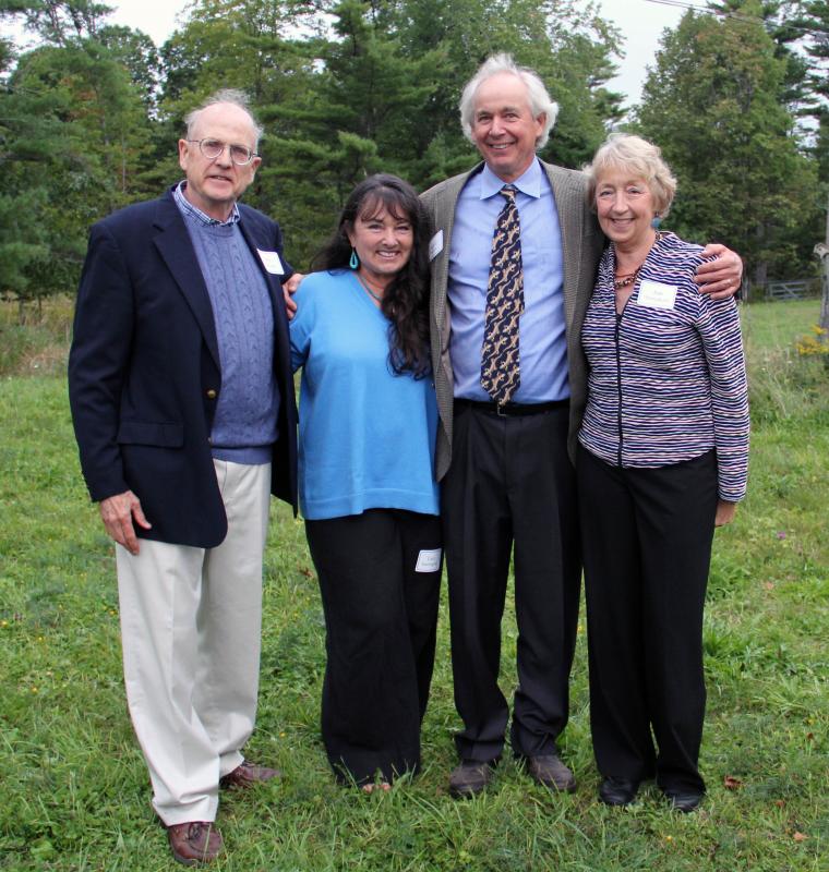 Champagne on the Sheepscot fundraiser raises money for SVCA. From left are SVCA board president John Atwood, event host Lucy Harrington, SVCA Executive Director Steve Patton and the fundraiser committee chair Ann Springhorn. Courtesy of Amity Beane