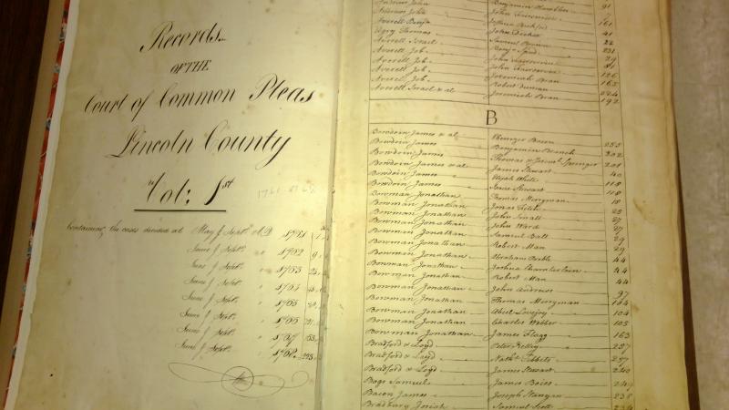 Register of the Court of Common Pleas, 1761–1768. The county was formed in 1761. JANE CARPENTER/Wiscasset Newspaper