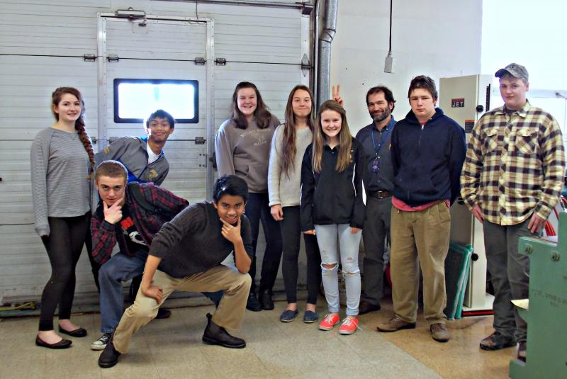 The Outing club at Boothbay Region High School. From left: Maya Schwehm, Kyle Alamo, Chelsie Graves, Summer Chamberlin, Madison Gaudette, teacher Chip Schwehm, Devyn Campbell and Sawyer Alley. Front row: Zachary Vise and Karl Alamo.