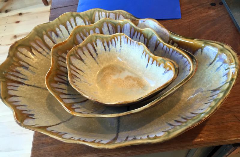 A set of dishes from Alison Evans’ Oyster Series. SUZI THAYER/Boothbay Register