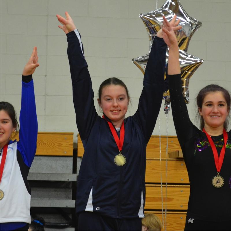 Katie Colomb, 14, of Alna, has been a gymnastics team member at the CLC YMCA for six years and did recreational gymnastics with Coach Janice Cormier Hay before that. Katie performed a back walkover on the 4" wide balance beam and placed 2nd on this event in Waterville as an Xcel Platinum level gymnast. Courtesy of Liz Hall