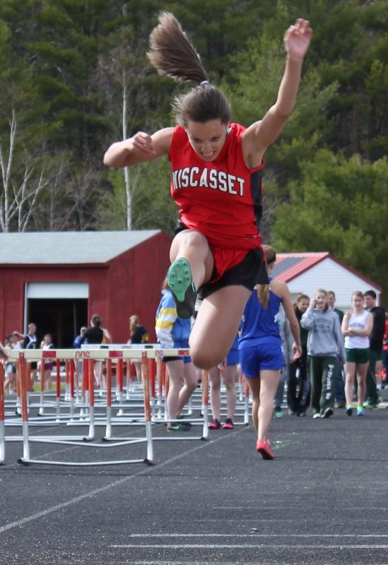 Ayanna Main gets up in the air in a long jump attempt. She placed second at the meet. SUE MELLO/Boothbay Register