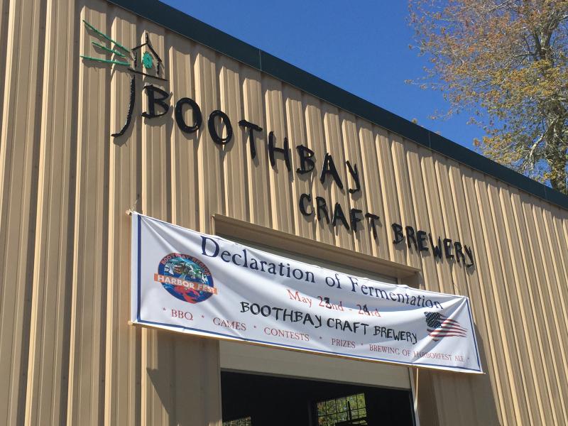 A banner hanging at the Brewery Saturday, May 23. KATRINA CLARK/Boothbay Register