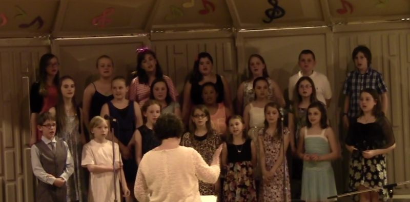 The fifth grade chorus sings at the spring concert. Courtesy of Carole Drury