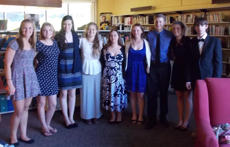 The newly inducted National Honor Society members, from left, Hanna Foye, Amanda Johnson, Kennedy Orr, Samantha Arsenault, Jasmine Smith, Charlene Reed, Grant Hefler, Gabrielle Chapman and David Roach. Courtesy photo