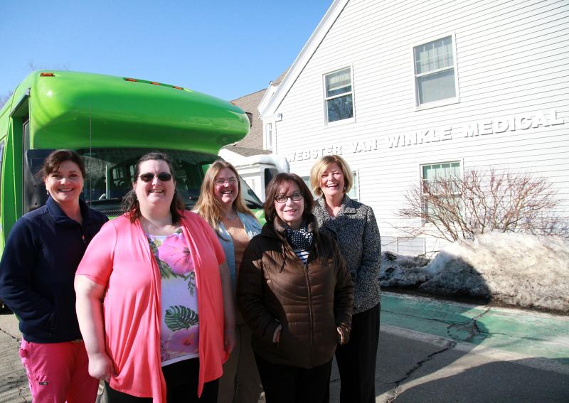 Pictured from left are: Lincoln Medical Partners Nurse Angela Poland, RN, Lincoln Medical Partners Family Medicine Customer Service Representative Christina Parsons, Lincoln Medical Partners Pediatrics Customer Service Representative Sara Himes, Lincoln Medical Partners Waldoboro Practice Manager Sheila Irving and Lincoln Medical Partners Director of Primary Care Lisa Bowers. Courtesy of Alan Crowell