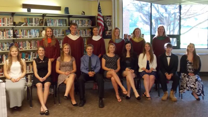 Wiscasset High School National Honor Society members, from left, front row: Samantha Arsenault, Gabrielle Chapman, Hanna Foye, Grant Hefler, Amanda Johnson, Kennedy Orr, Charlene Reed, David Roach and Jasmine Smith; back row: Treasurer Erika Auger, Ridge Barnes, President Miranda McIntire, Vice President Hannah Welborn, Secretary Maeve Carlson, Colleen Hendricks. Missing is Kayla Gordon. Courtesy photo