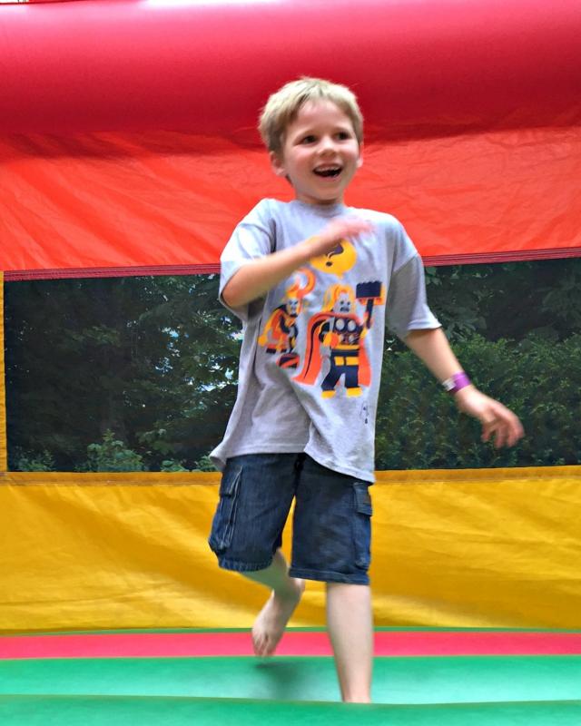 Nathan Perceval has a ball in the bounce house at the Family Fun Carnival on July 24. KATRINA CLARK/Boothbay Register