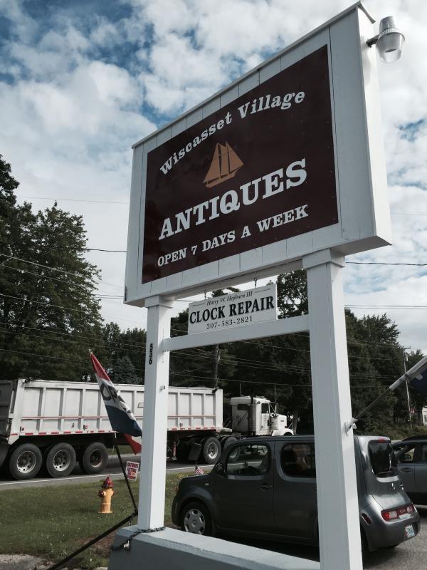 Wiscasset Village Antiques on Route 1 has this new sign and other improvements under the business’ new ownership. SUSAN JOHNS/Wiscasset Newspaper Wiscasset Village Antiques