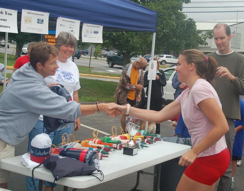 Krystal Douglas of Harpswell set a new record in the women’s division of the Lobster Roll 5k. ART MAYERS/Boothbay Register