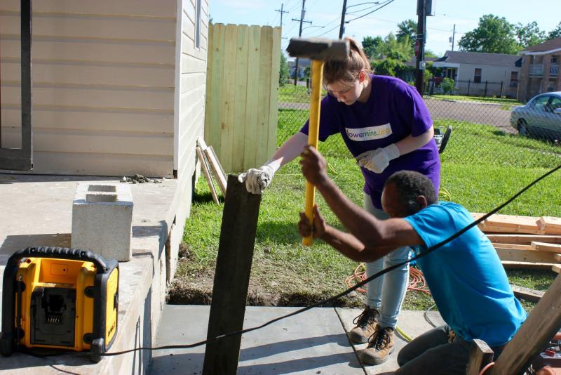 Volunteers hard at work in the Lower Ninth Ward in New Orleans, Louisiana. Courtesy of Rick Prose
