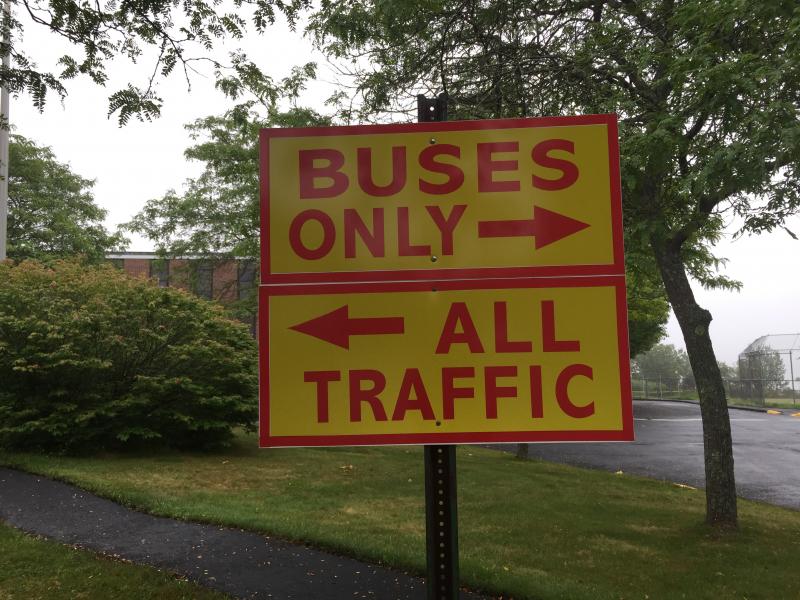 Only school buses are to pull up to the front door where all students will enter the building, Superintendent of Schools Heather Wilmot said. SUSAN JOHNS/Wiscasset Newspaper Wiscasset Elementary School