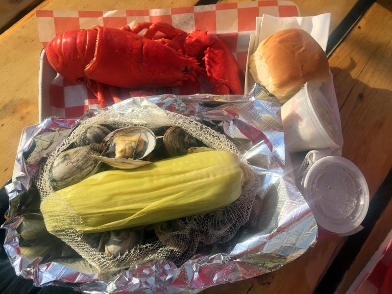 Sprague’s Lobster serves complete lobster bake style dinners. SUZI THAYER/Boothbay Register