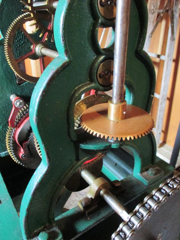 Tick-tock. A closer look at the workings of Woolwich’s town clock. Manufactured in 1896 by the George M. Stevens Co. of Boston, the clock was added to the municipal building’s roof in the spring of 1998 after being restored by the late Carroll E. Morse of Woolwich. PHIL DI VECE/Wiscasset Newspaper