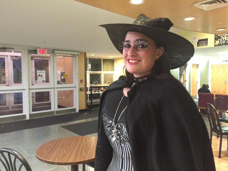 Erin Middleton of Dresden takes on the role of the friendly witch at the Halloween Raven Egg Hunt. SUSAN JOHNS/Wiscasset Newspaper Erin Middleton