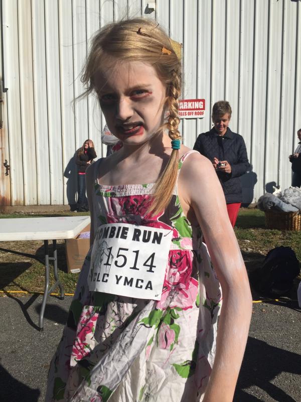 Aubrey Hutchison, 10, of Newcastle is ready to run in CLC YMCA’s third annual Zombie Run, held Oct. 10. SUSAN JOHNS/Wiscasset Newspaper