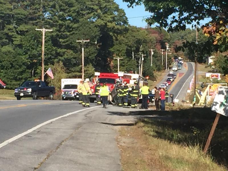 Emergency crews work at the scene of an Oct. 8 accident on Wiscasset’s Route 1. SUSAN JOHNS/Wiscasset Newspaper