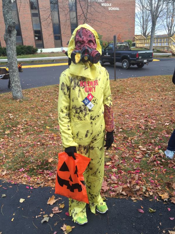 Wiscasset’s Connor Robertson, 11, appears ready for anything as a hazardous materials worker. SUSAN JOHNS/Wiscasset Newspaper
