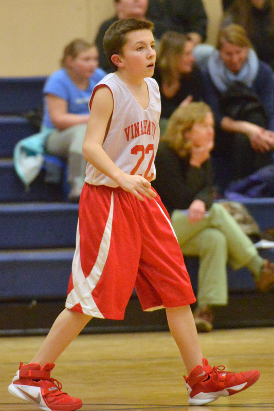 Action from the Busline small school championship between Wiscasset and Vinalhaven. After a close, hard fought battle Wiscasset was able to capture the 52-50 win. (Photo by Ron Hawkes)