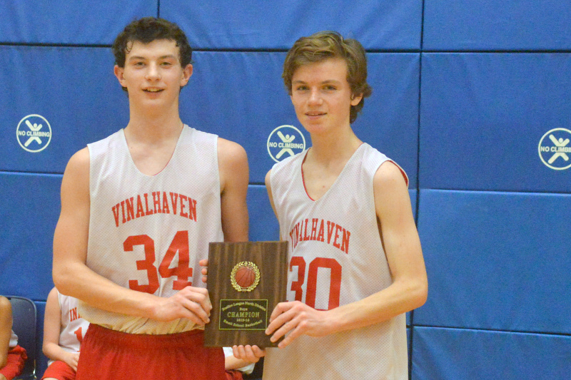 Action from the Busline small school championship between Wiscasset and Vinalhaven. After a close, hard fought battle Wiscasset was able to capture the 52-50 win. (Photo by Ron Hawkes)