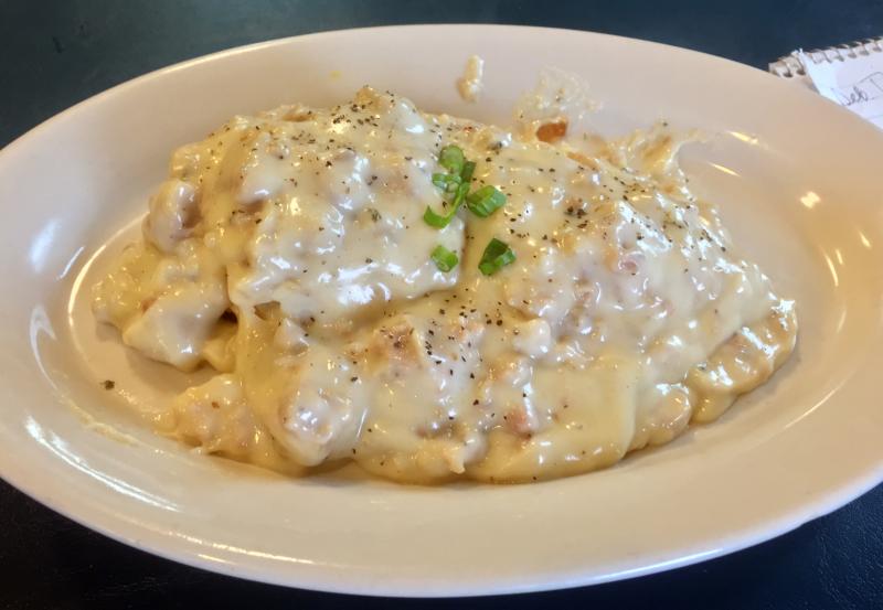 Sausage gravy and biscuit at Deb’s Diner in Waldoboro. SUZI THAYER/Boothbay Register
