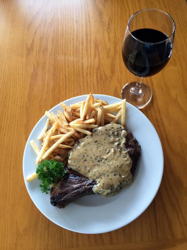 Steak au poivre has been a best seller at Chez Michel in Lincolnville for 27 years. Courtesy of Michel Hetuin