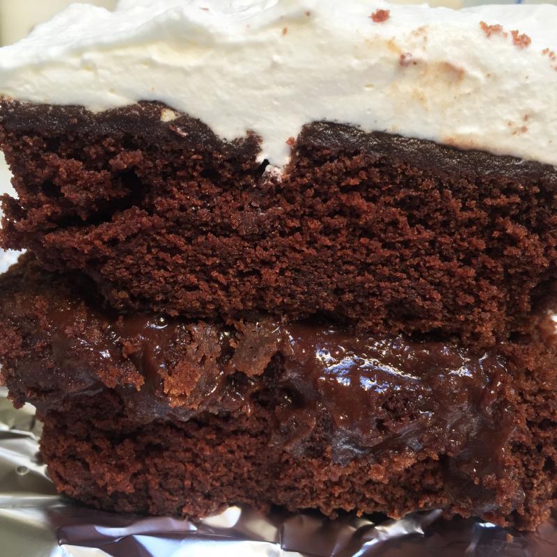 Chocolate Town Fudge Cake with Elegant Frosting and whipped cream. SUZI THAYER/Boothbay Register