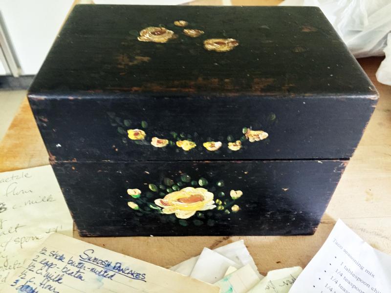 I've probably moved 20 times since then but somehow I've kept, and used, the recipe box my first mother-in-law, Itrene Parks, hand-painted. SUZI THAYER/Boothbay Register