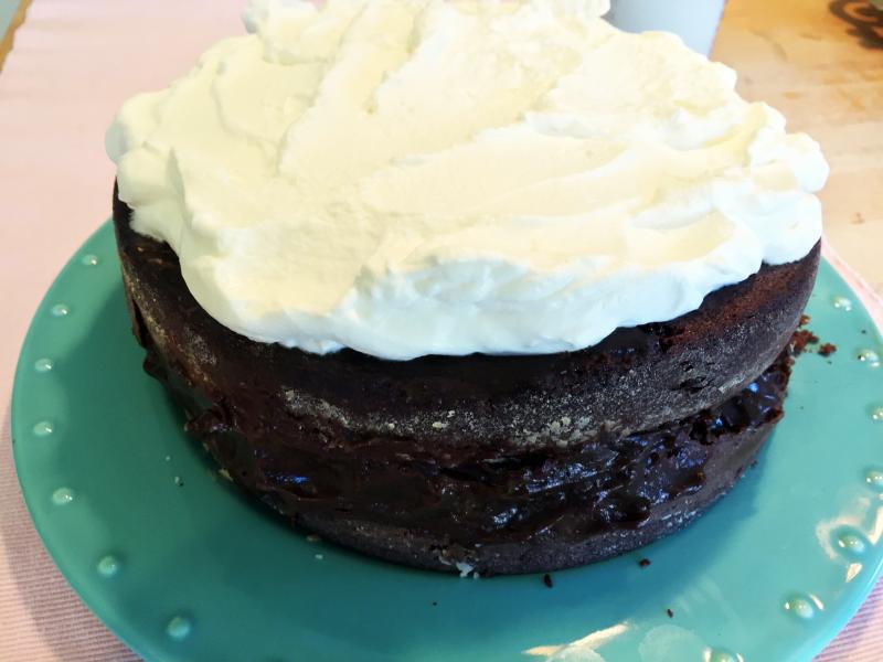 Chocolate Town Fudge Cake with Elegant Frosting and whipped cream. SUZI THAYER/Boothbay Register