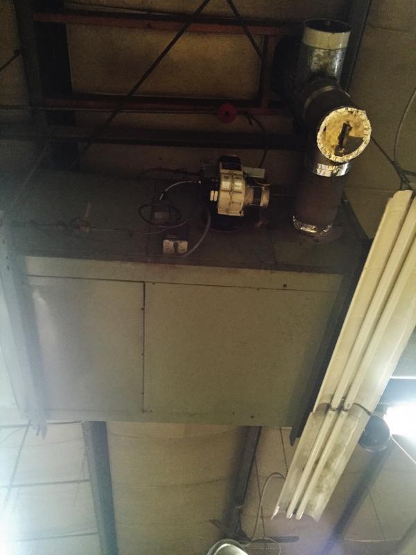 This overhead furnace is original to the 1970s bus garage, Merry said. SUSAN JOHNS/Wiscasset Newspaper