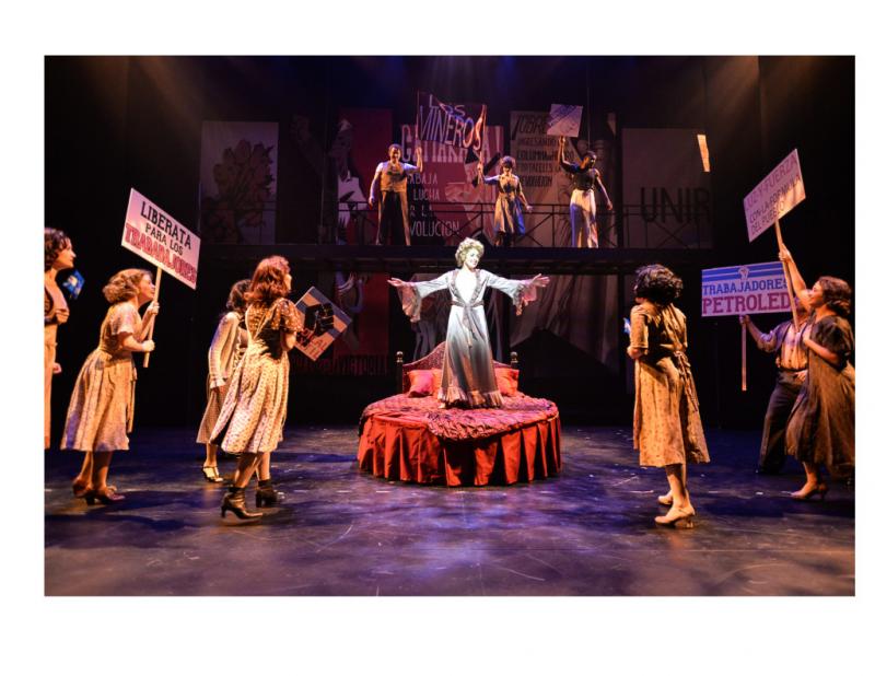 “Evita” played by Kate Fahrner excites Argentina’s poor when she tells them all that is possible for them at Maine State Music Theater now through July 16. All photos courtesy of MSMT