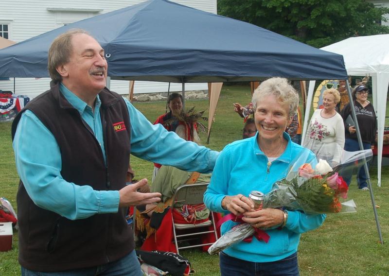 Ryan Cote announces Mary Walsh as Dresden’s 2016 Spirit of America award winner. ART MAYERS/Wiscasset Newspaper