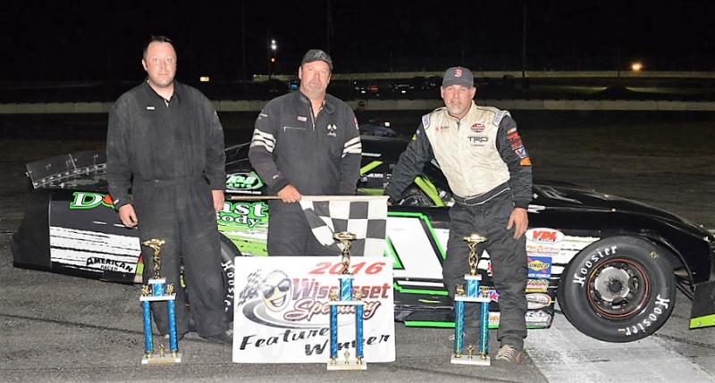 ServPro of Biddeford/Saco Prostocks 40-Lap Feature Top 3: 1. #01, Andy Saunders - Ellsworth; 2. #15X, Scott Chubbuck - Bowdoin; 3. #1, Mike Moody - Topsham. Pete & Mary Taylor Photography