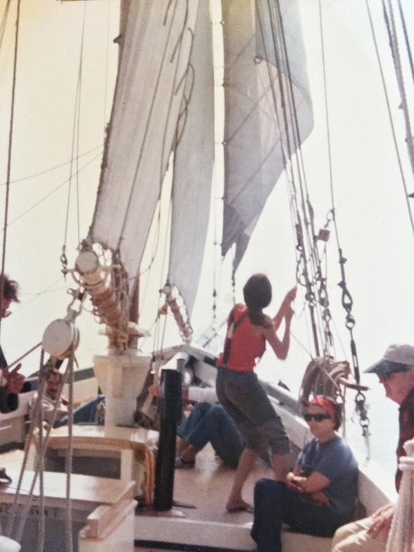 I got strong that first summer on the Mary E. Those sails were heavy! Photo owned by Suzi Thayer