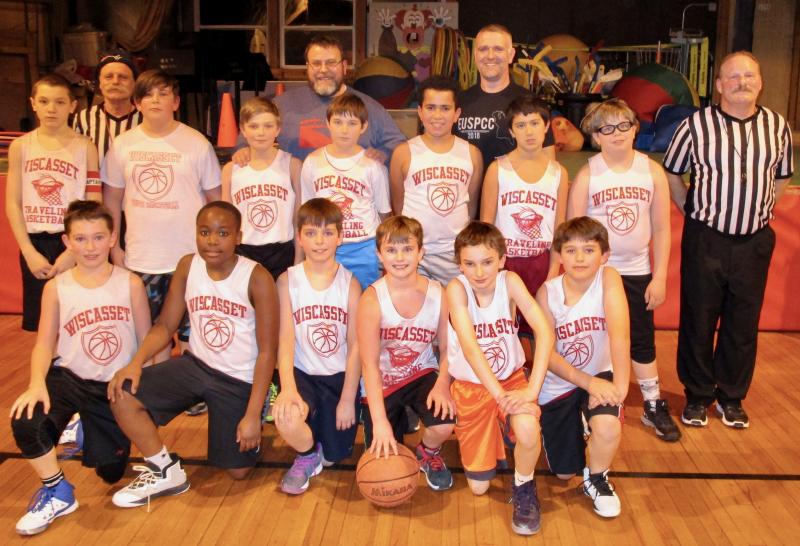 Wiscasset Parks and Recreation’s fifth and sixth grade basketball team won against Bath Feb. 1. The team is coached by Shane Plummer, third row, right, and Bill Davenport, rear row, left. Also shown are referees Marshall Libby, left, and Matt Libby, right. PHIL DI VECE/Wiscasset Newspaper