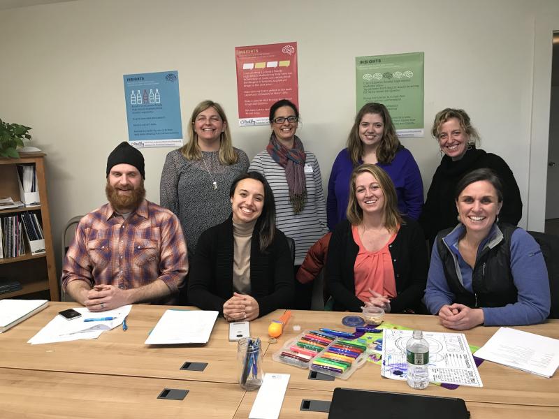 Lincoln County Mentor Network representatives, from left, back row: Gretchen Brinkler (Bristol Consolidated School), AnniPat McKenney (The Coulombe Center for Health Improvement), Kate Marone (Healthy Lincoln County), Karen-Ann Hagar (CLC-YMCA); front row: Andy Bezon (Midcoast Conservancy), Sarah Matari (Restorative Justice Project), Haley Bezon (HeartyRoots), Megan Taft (Kieve-Wavus Education) Not pictured: Jake Abbott (Lincoln Academy), Kelsey Gibbs (Skidompha Public Library). Courtesy photo